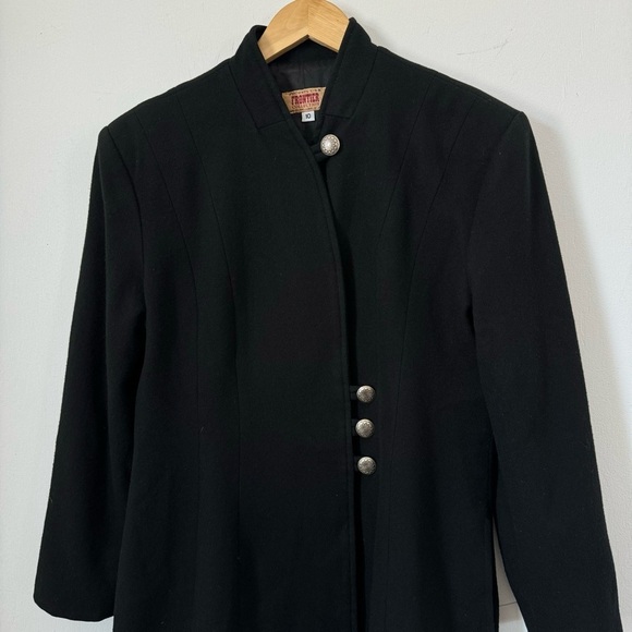 Frontier Collection Black Wool Coat Concho Button Front Made In USA Womens 10 - Picture 4 of 12